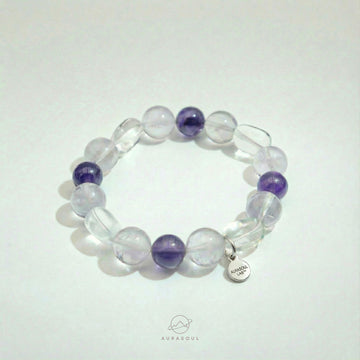 Amethyst & Clear Quartz Bracelet | Lilac Mist - for Healing & Peace