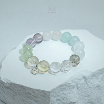Aquamarine, Bolivian Amethyst & Azeztulite Bracelet | Celestial Alchemy - for Transformation & Awakening - One of a Kind