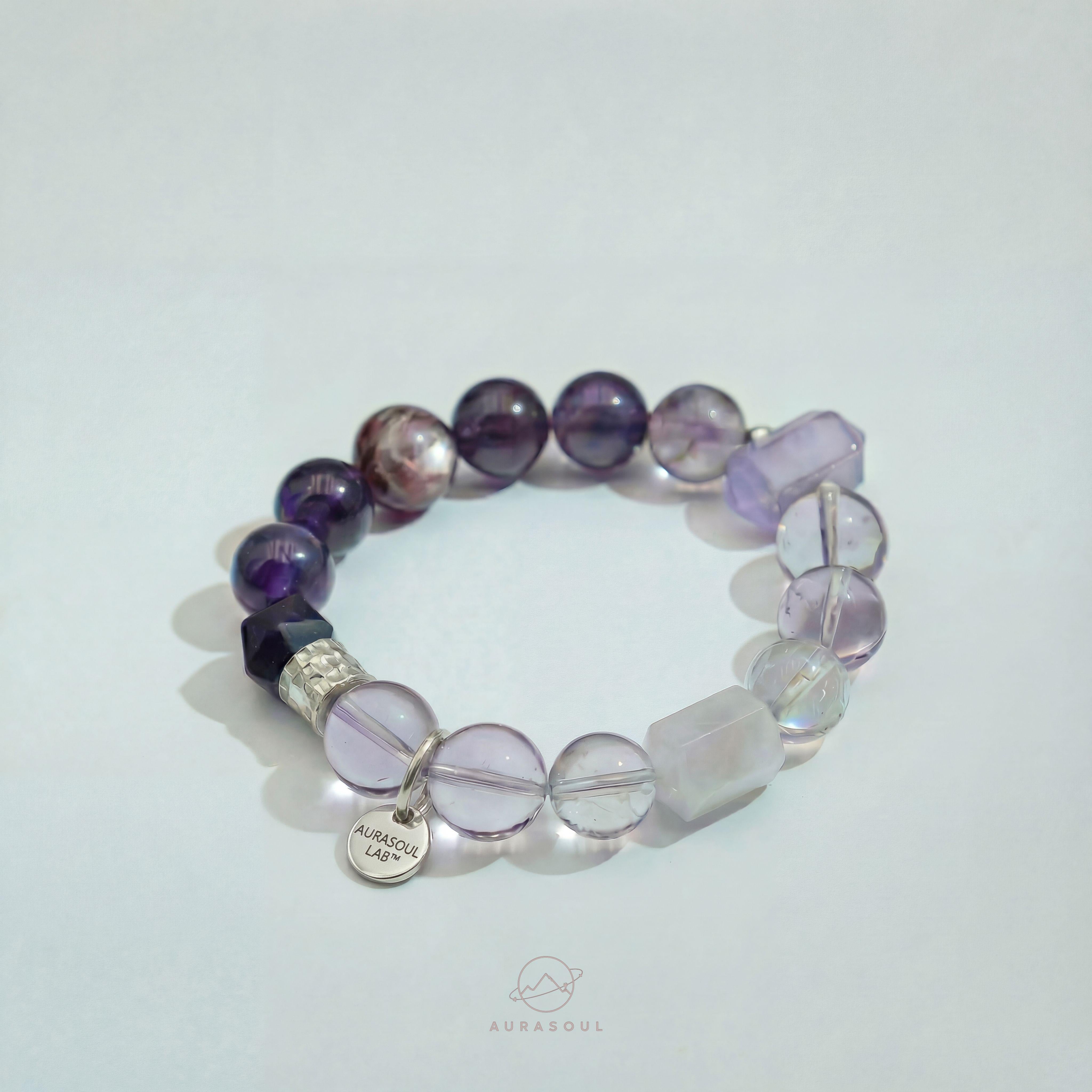 Amethyst & Obsidian Bracelet | Double-Terminated Dream - Limited Edition for Healing & Intuition