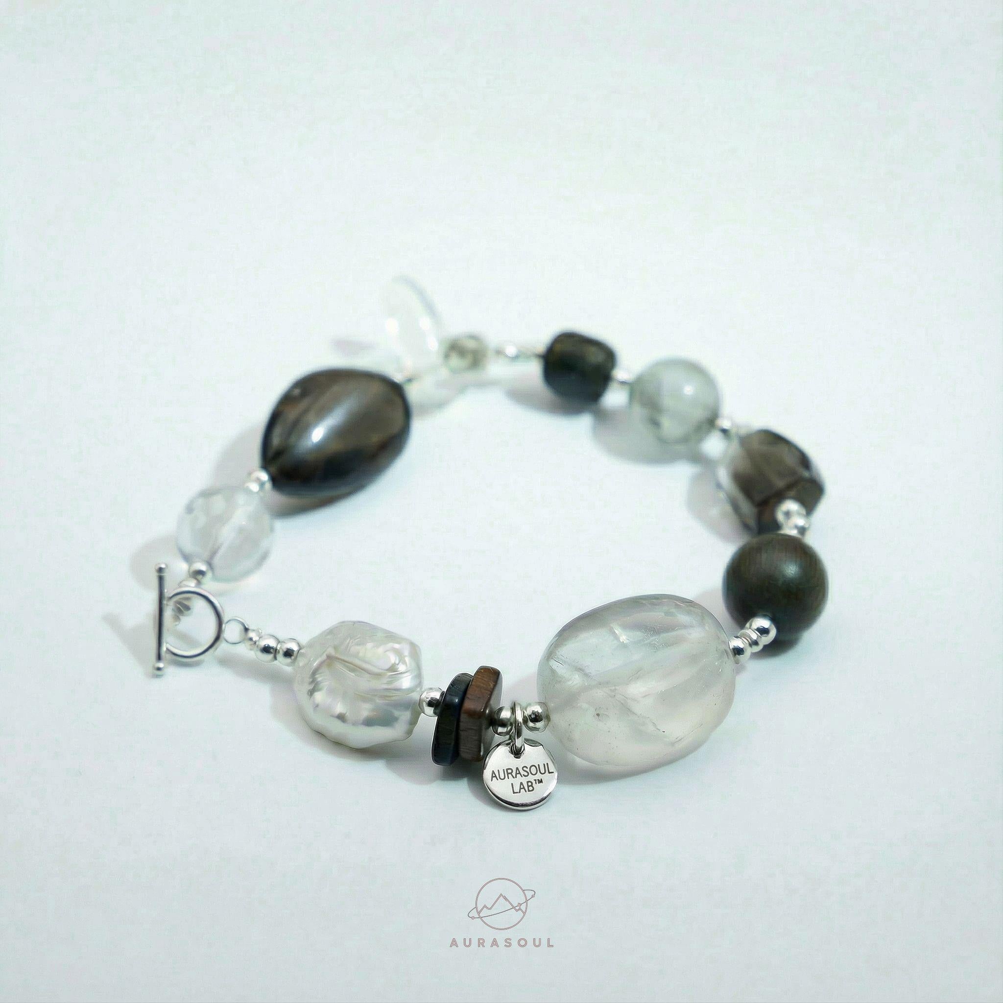 Baroque Pearl & Smoky Quartz Bracelet | Phantom Oasis - Designer Collection for Protection & Transformation