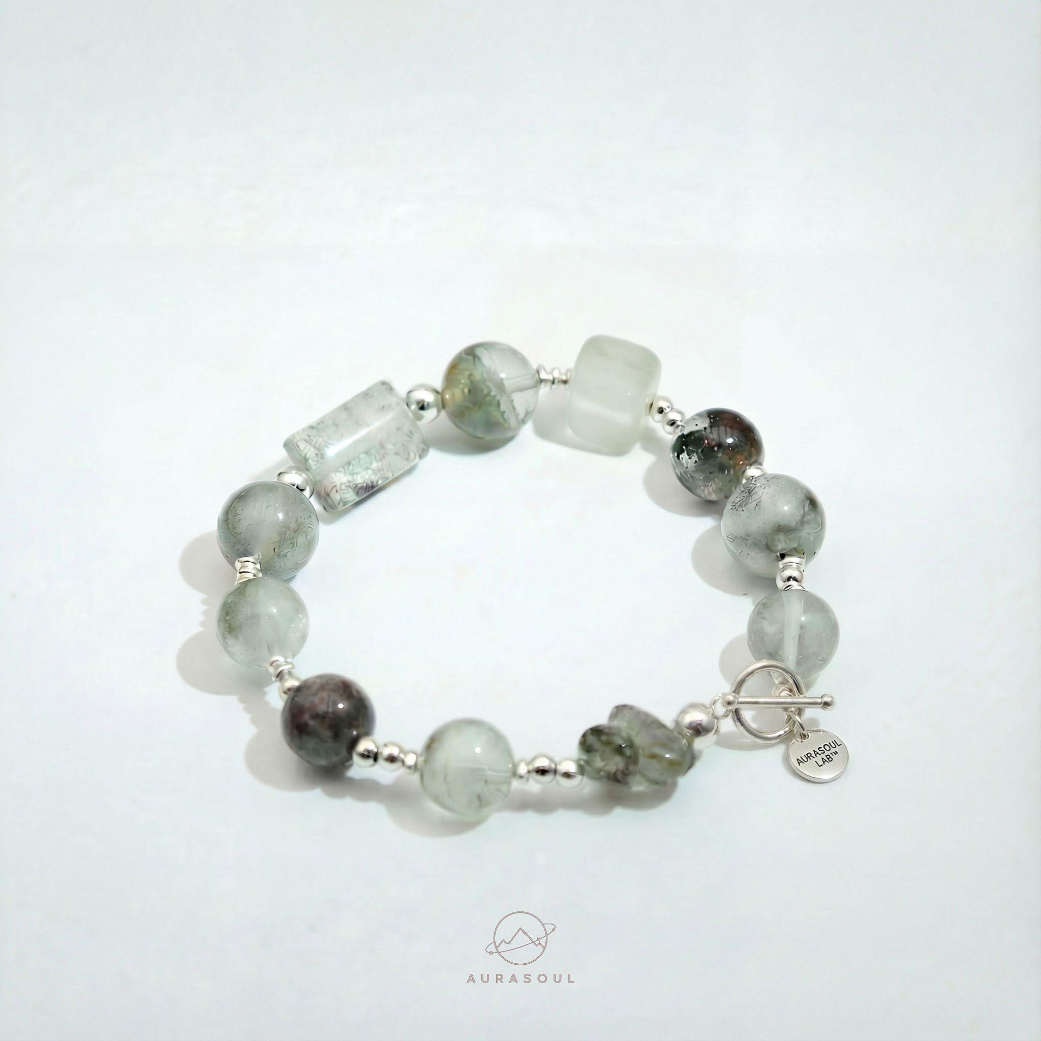 Green Fluorite & Green Phantom Quartz Bracelet | Manifestation Garden - Designer Collection for Abundance & Transformation