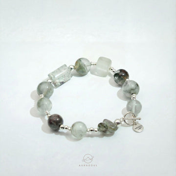 Green Fluorite & Green Phantom Quartz Bracelet | Manifestation Garden - Designer Collection for Abundance & Transformation